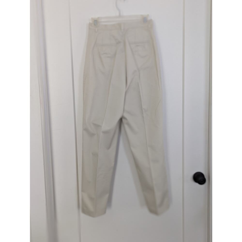 VTG Talbots Pants Sz 4 Beige Khaki Chino High Rise Pleated Tapered Cotton - Picture 3 of 6